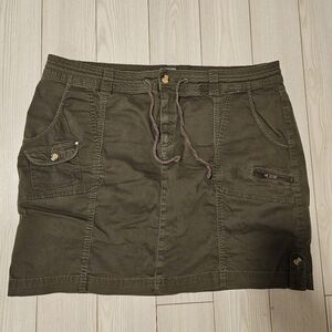 Womens sz 18 W kaki green skirt adjustable waist plus size